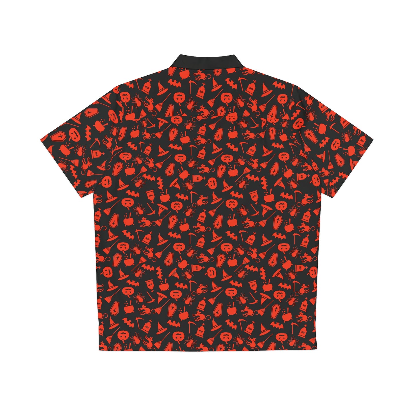 Halloween Scaries - Orange - Black 000000 - Men's Hawaiian Shirt