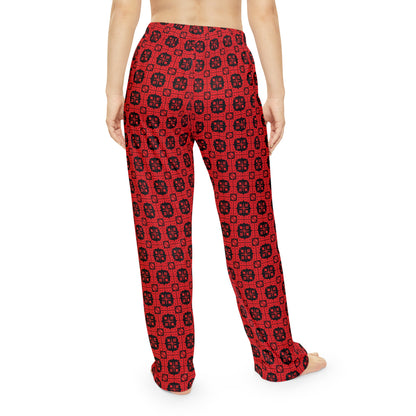 Letter Art - B - Red - Black 000000 - Women's Pajama Pants (AOP)