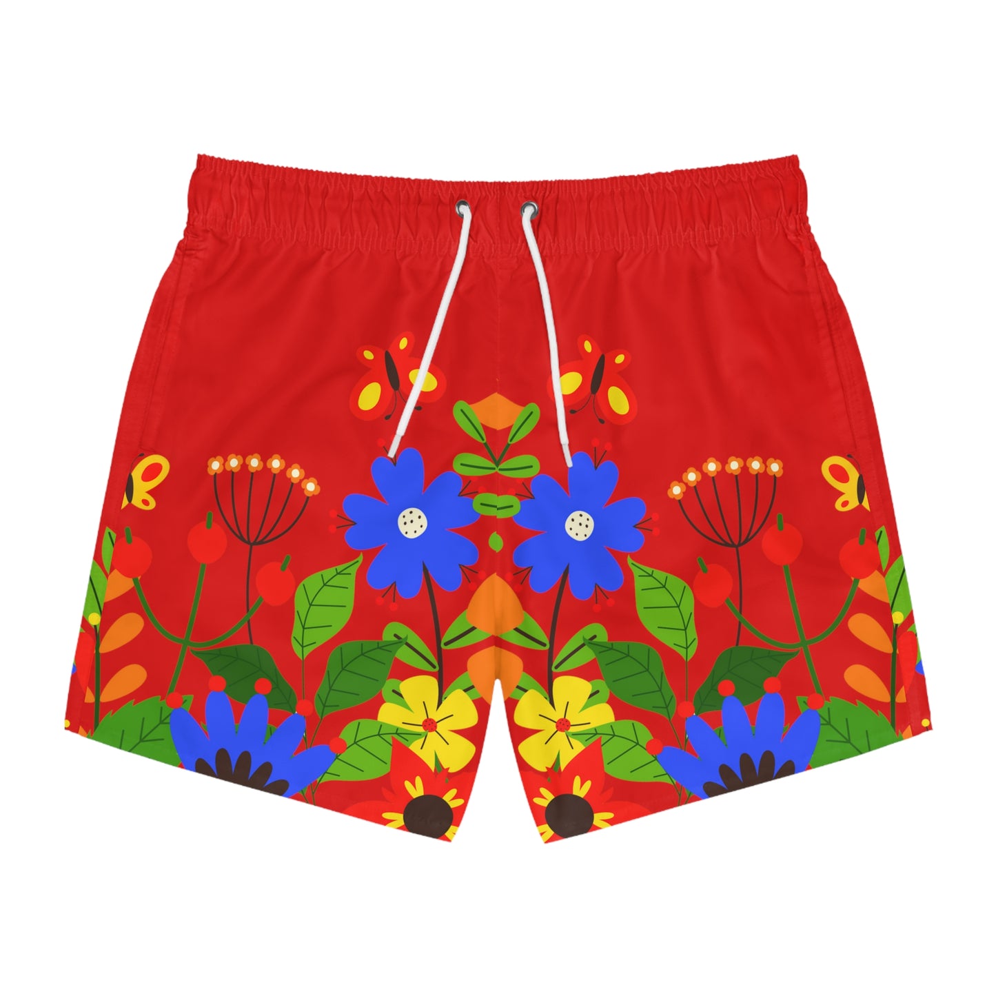 Bright Summer flowers - Scarlet de0000 - Swim Trunks