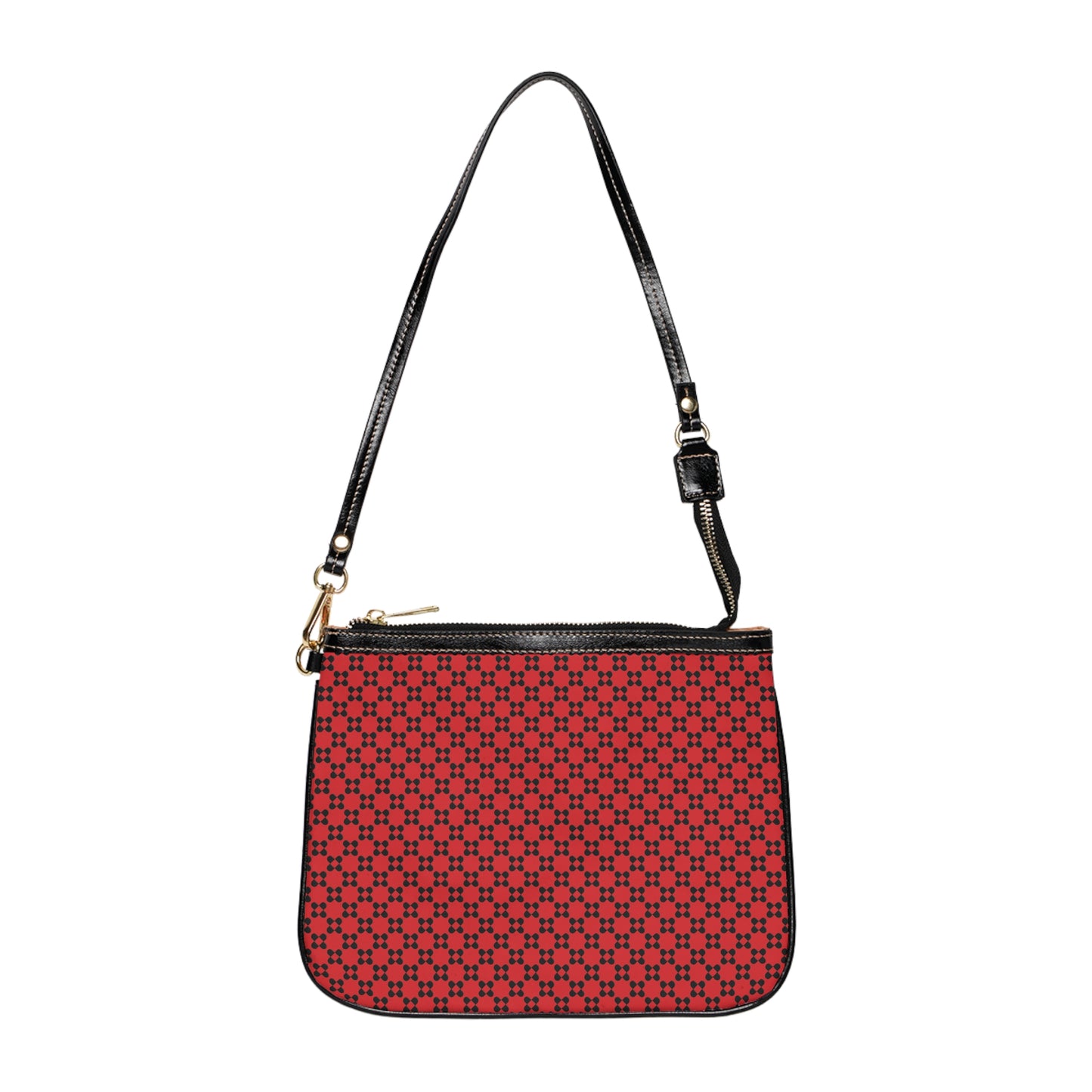 Pixel Petals - Black - Scarlet - Small Shoulder Bag