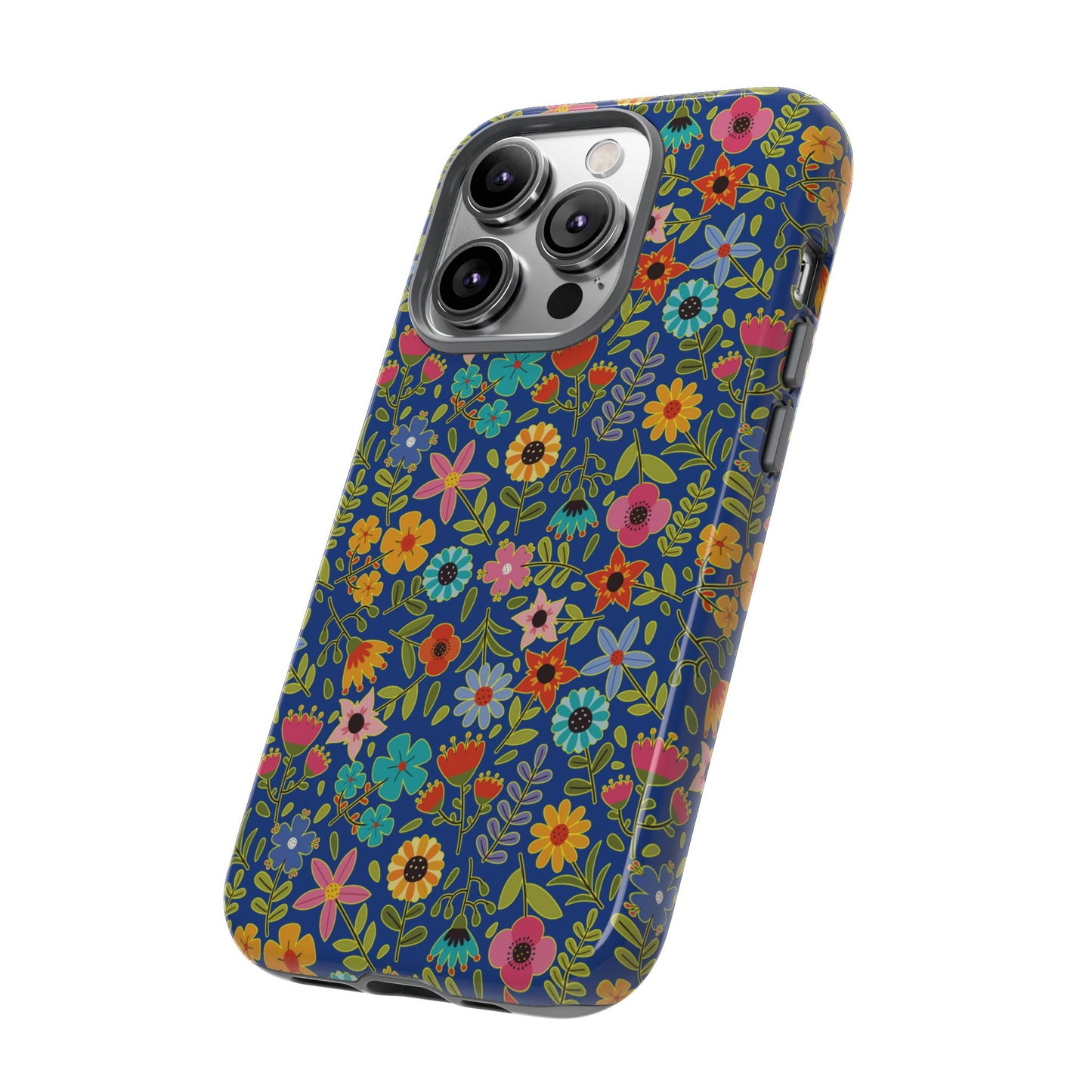 Playful Spring flowers - blue - Tough Cases