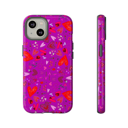 Heart Doodles - Deep Magenta B805AE - Tough Cases