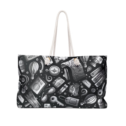 Travel Vibes - Gray on Black 000000 - Weekender Bag