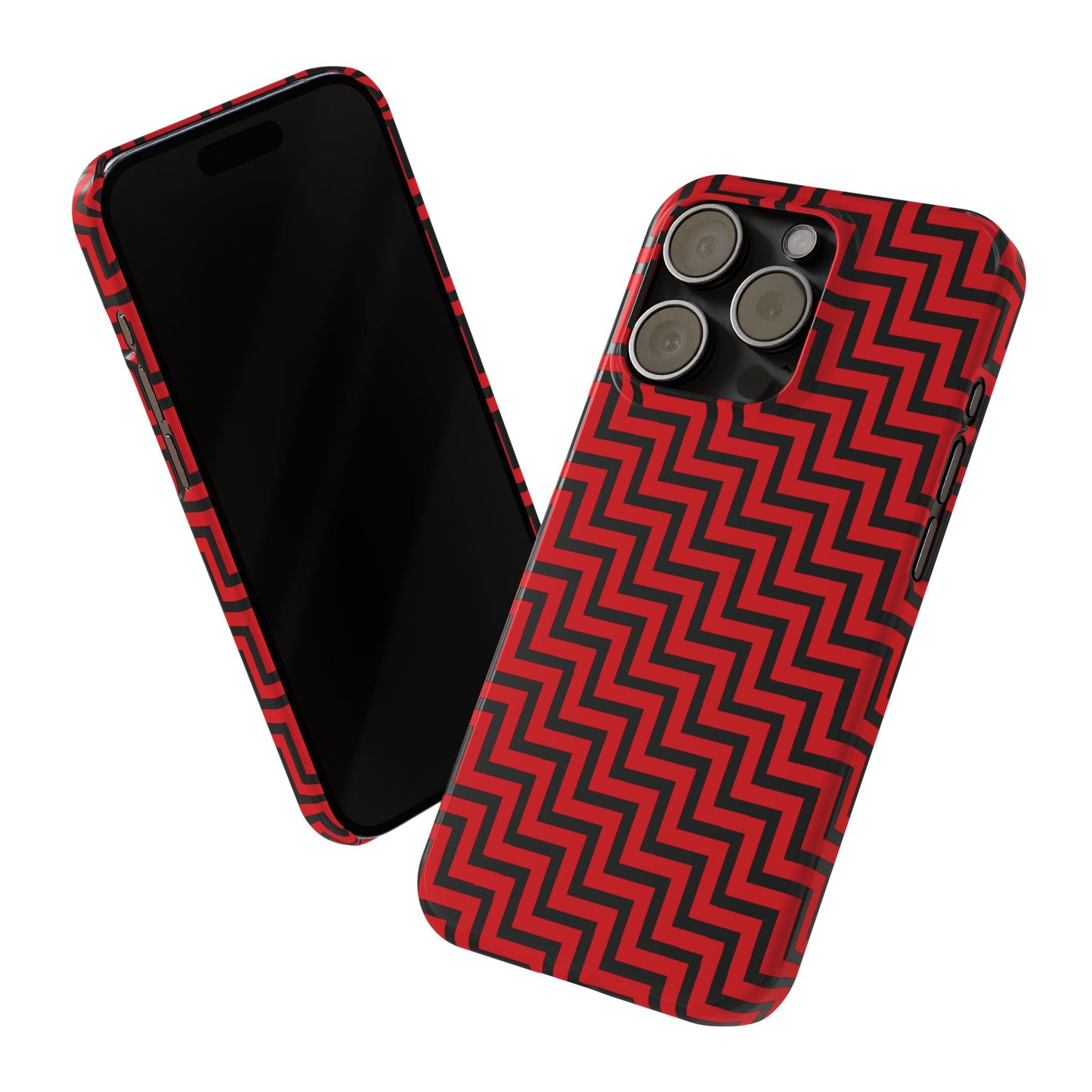 Zigs and Zags - Black - Scarlet - Slim Phone Cases