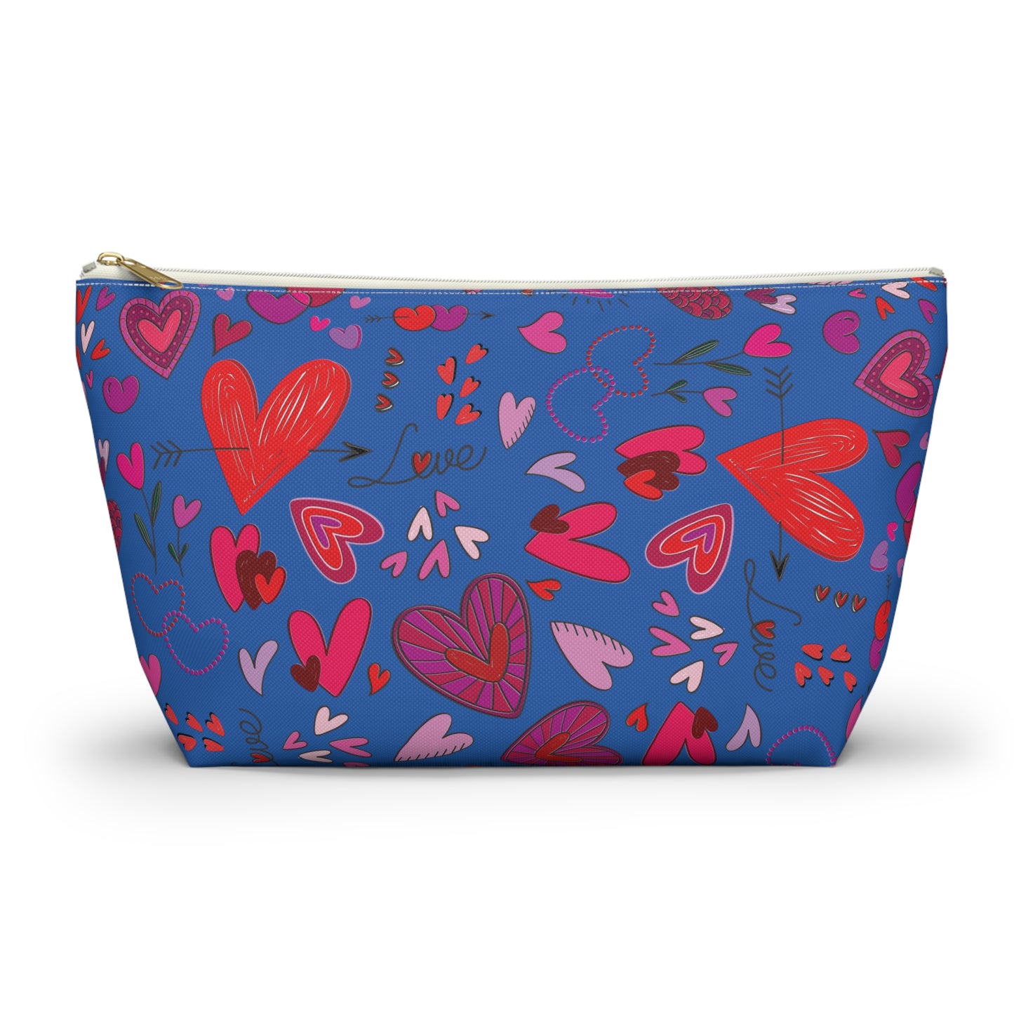 Heart doodles - Denim 0066cc - Accessory Pouch w T-bottom