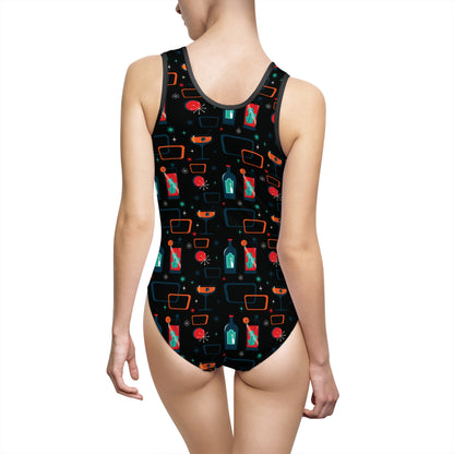 Cocktail Time - Black 000000 - Women's Classic One-Piece Swimsuit