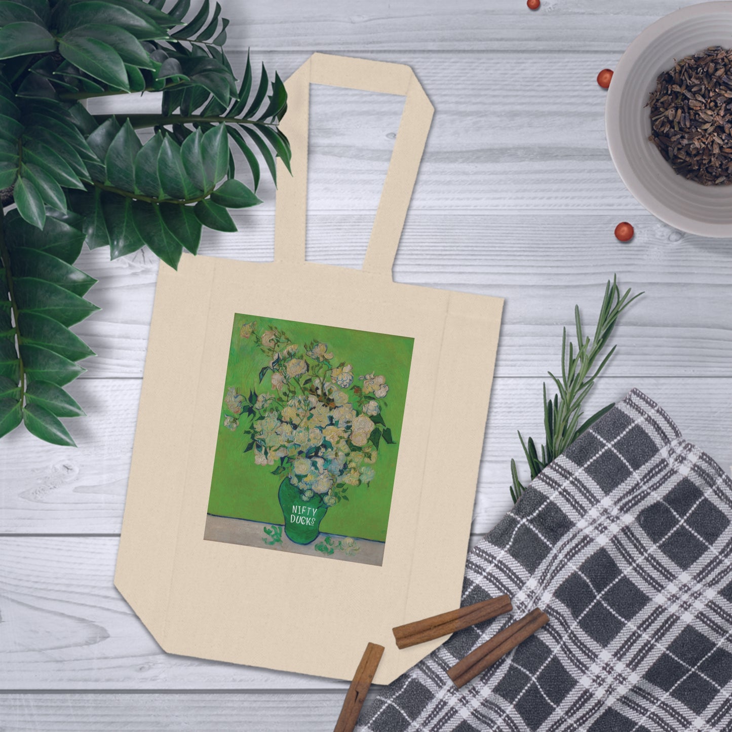 Roses - 1890 - van Gogh - Double Wine Tote Bag