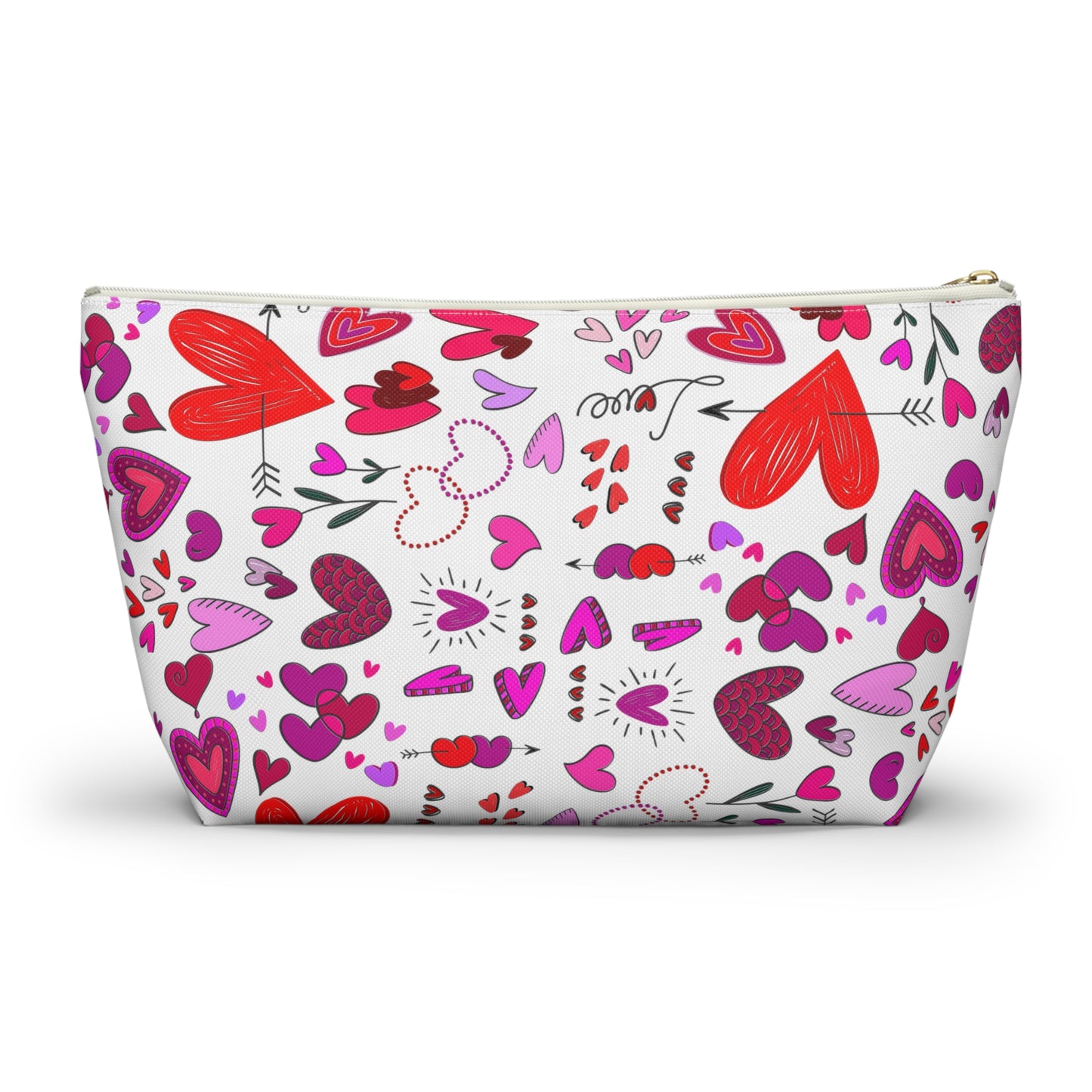 Heart Doodles - White ffffff - Accessory Pouch w T-bottom