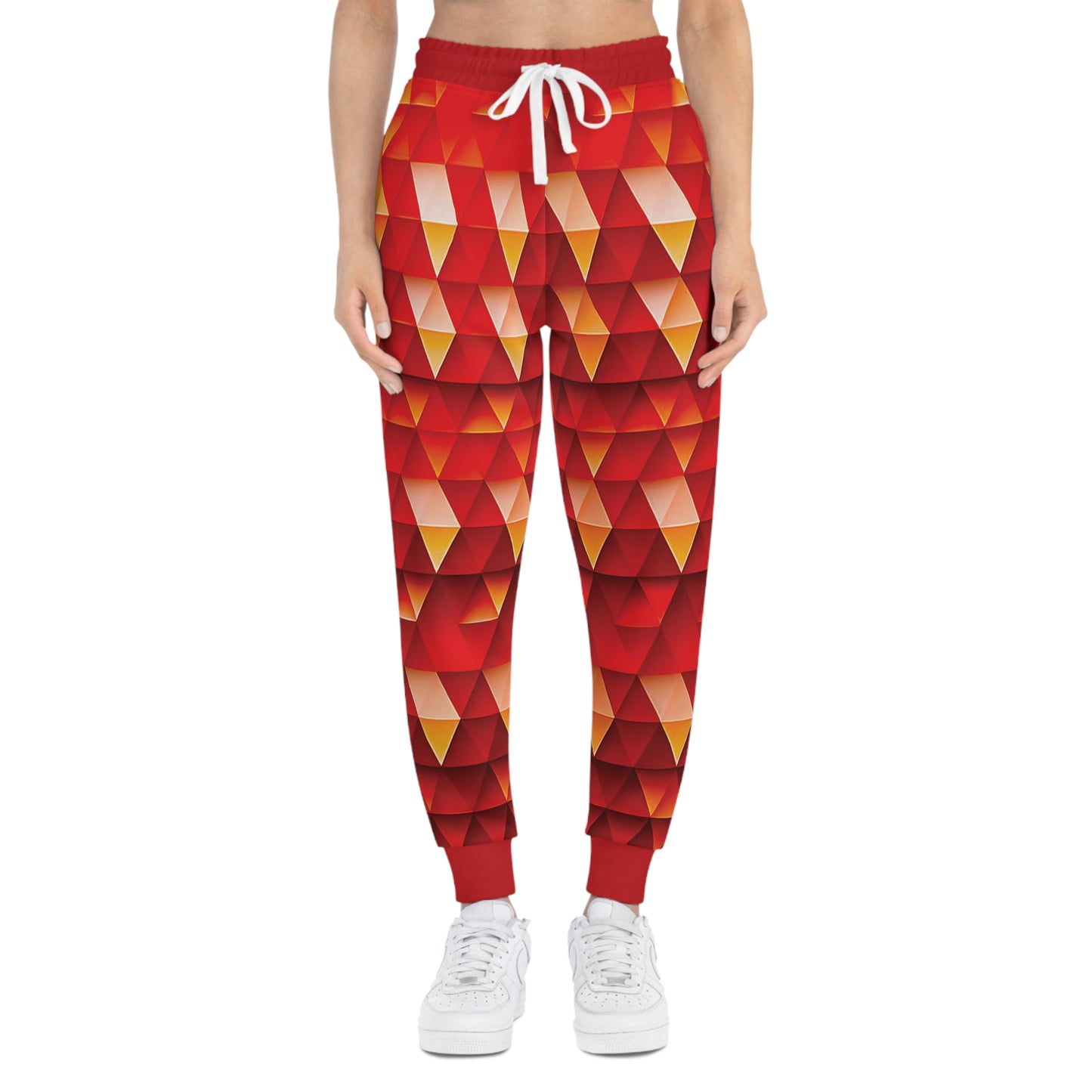 Geometric Flame - Red Triangles - Boston University Red d00000 - Athletic Joggers