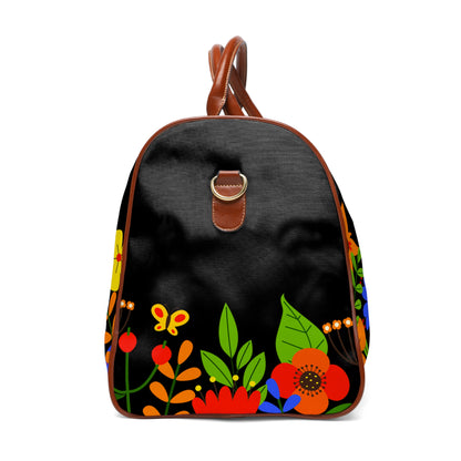 Bright Summer flowers - Black 000000 - Waterproof Travel Bag
