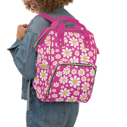 Ducks in Daisies - Mean Girls Lipstick ff00a8  - Multifunctional Diaper Backpack