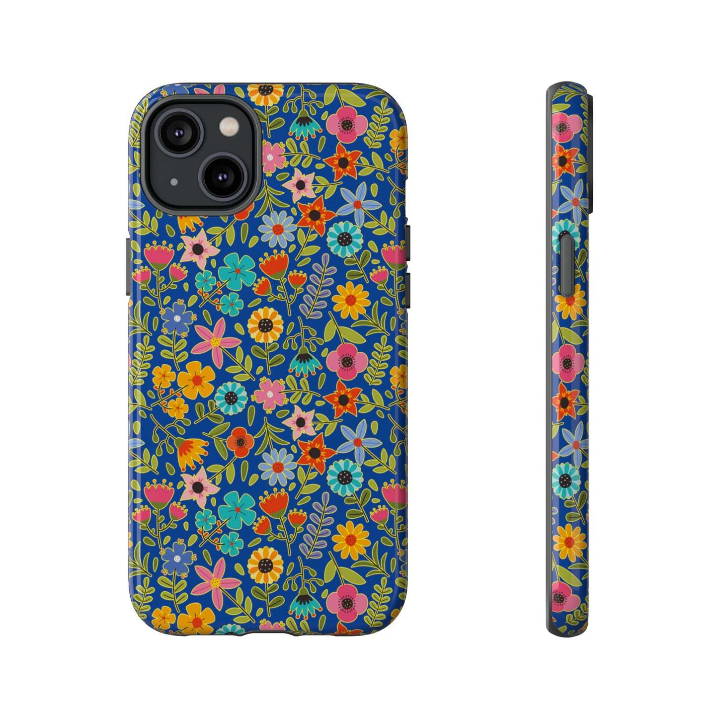 Playful Spring flowers - blue - Tough Cases