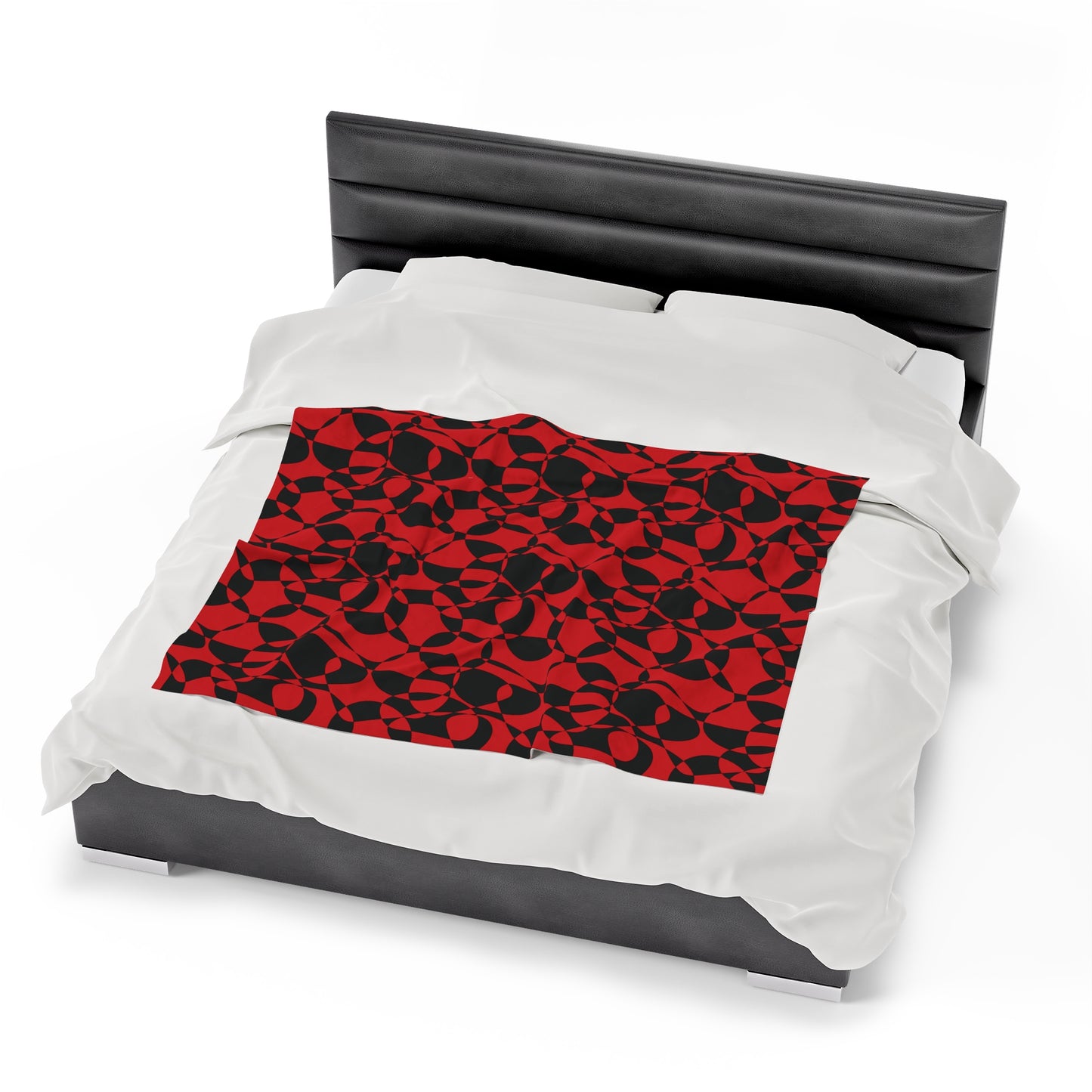 Scarlet Symphony - Black - Velveteen Plush Blanket