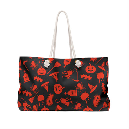 Halloween Scaries - Big - Orange - Black 000000 - Weekender Bag