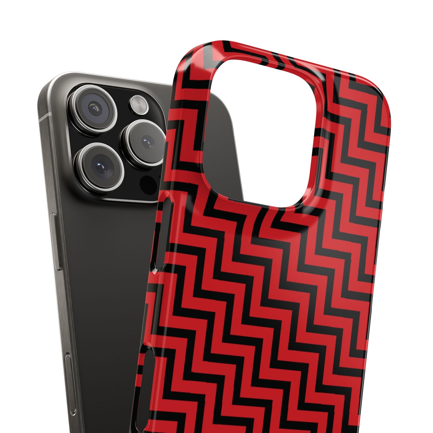 Zigs and Zags - Black - Scarlet - Slim Phone Cases