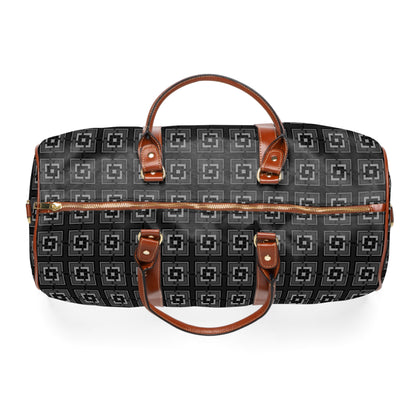 Intersecting Squares - Gray - Black 000000 - Waterproof Travel Bag