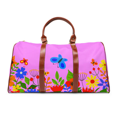 Bright Summer flowers - Fuschia Pink ff8eff - Waterproof Travel Bag