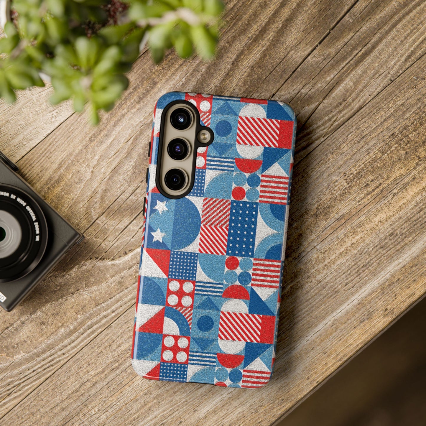 Red White and Blue Bold Pattern - BIG - Oil Paint Texture - Tough Cases