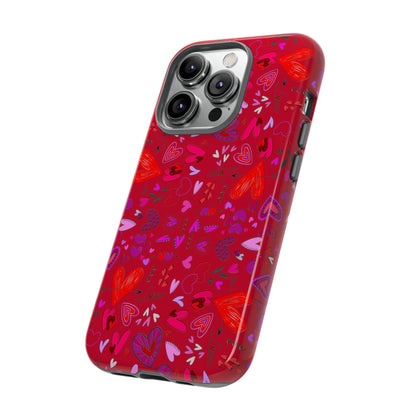 Heart Doodles - Fire Engine Red c8092e - Tough Cases