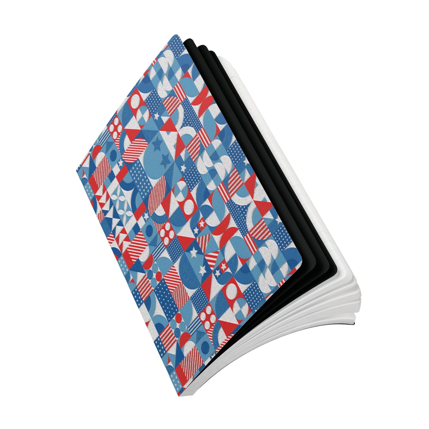 Red White and Blue Bold Pattern - Oil Paint Texture - Softcover Journal