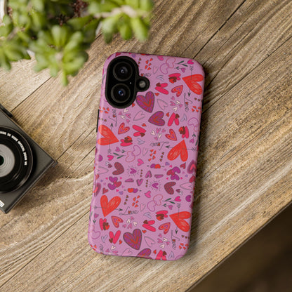 Heart Doodles - Fuschia Pink ff8eff - Tough Cases