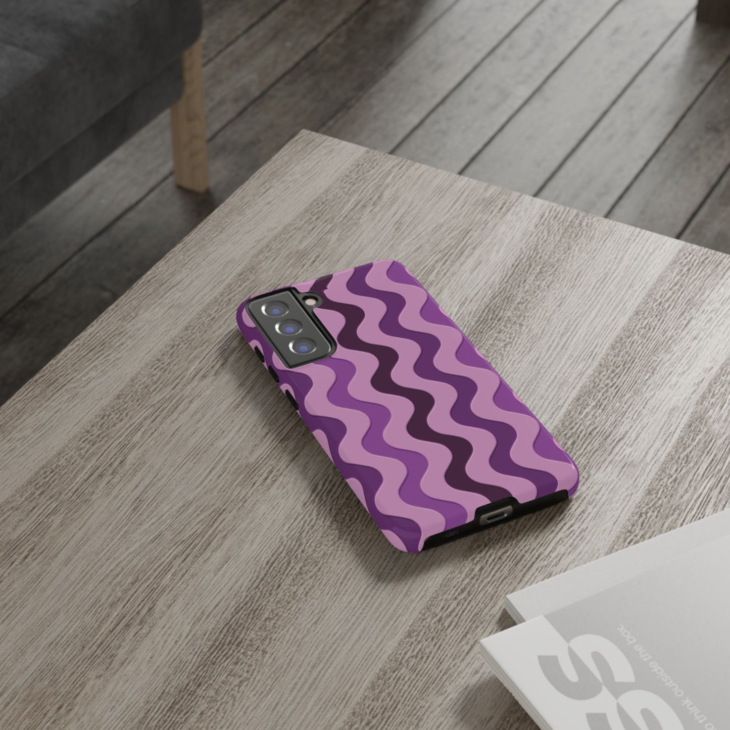 Vertical retro wavy purple and pink - Tough Cases