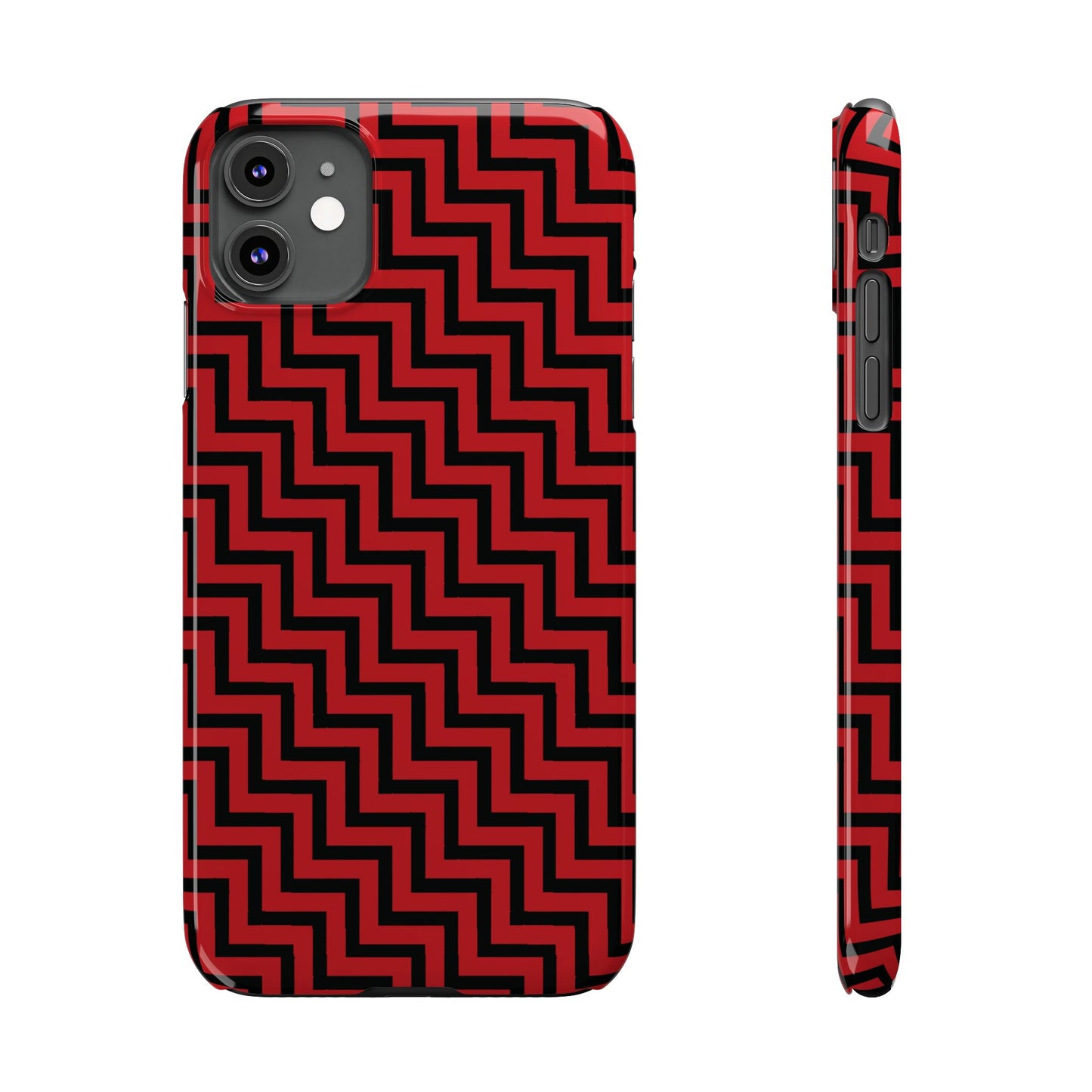 Zigs and Zags - Black - Scarlet - Slim Phone Cases