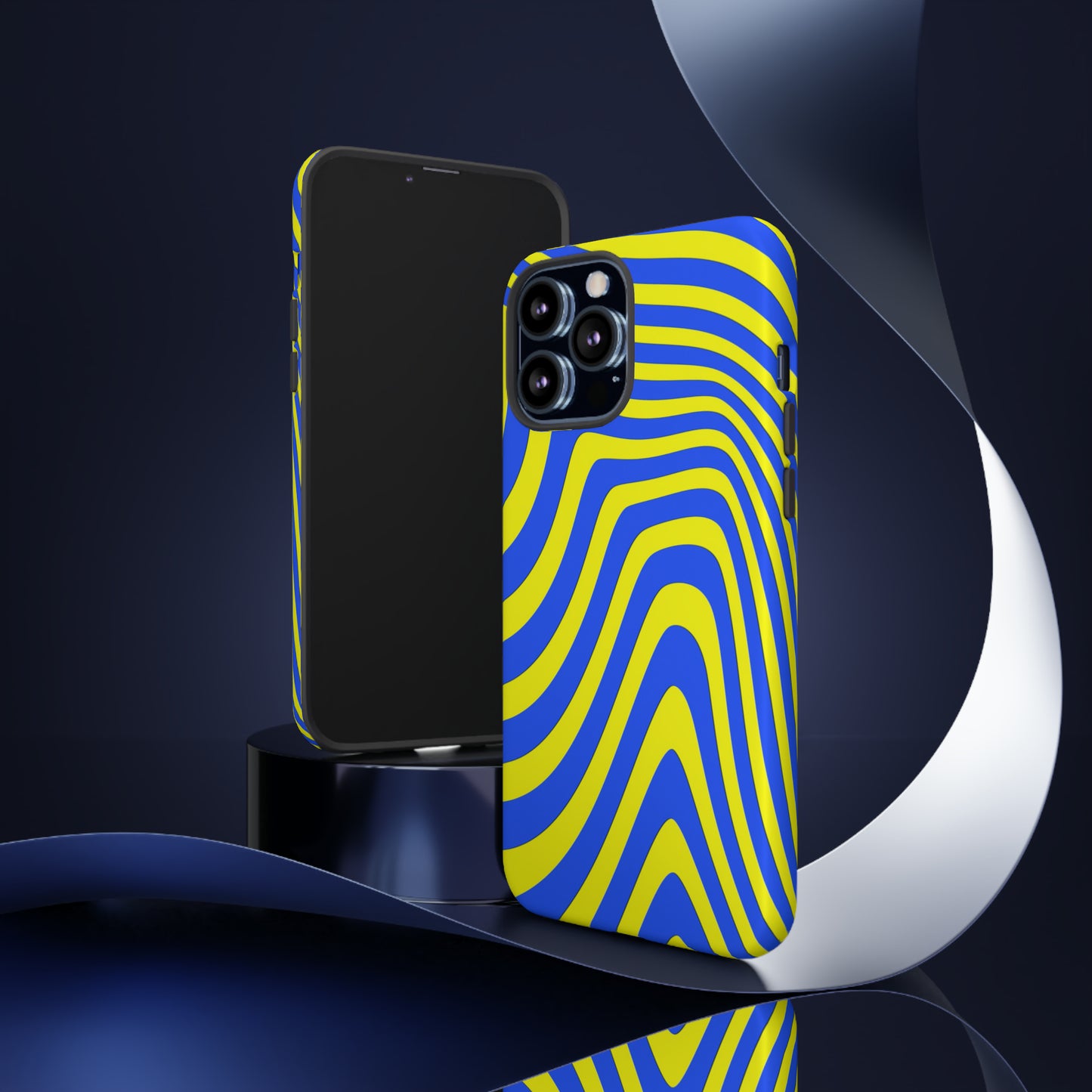 Retro wavy - yellow and blue - Tough Cases