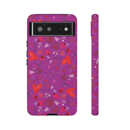 Heart Doodles - Deep Magenta B805AE - Tough Cases