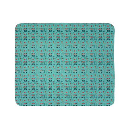 Fleece Sherpa Blanket - Cocktail Time - Turquoise