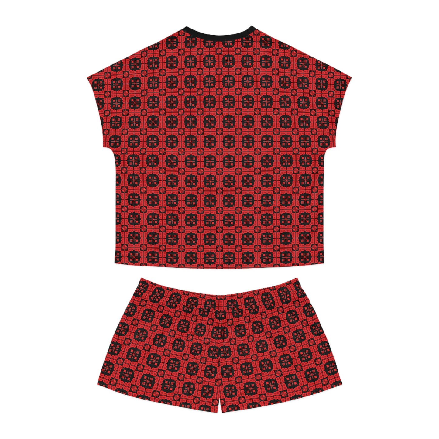 Letter Art Women's Pajama Set - Red - Black