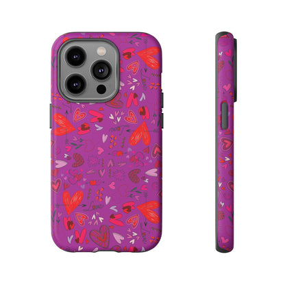 Heart Doodles - Deep Magenta B805AE - Tough Cases