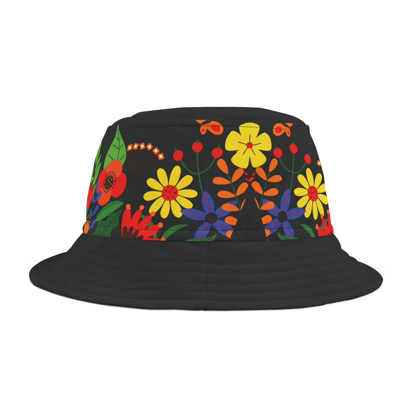 Bright Summer flowers - Black 000000 - Bucket Hat (AOP)