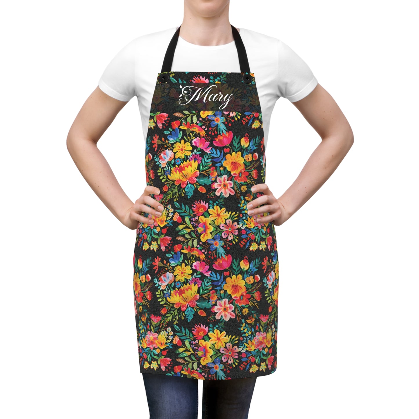 Personalized Watercolor Flower Apron - Mary