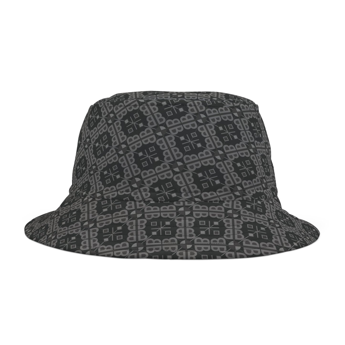 Letter Art - B - Gray - Black 000000 - Bucket Hat (AOP)