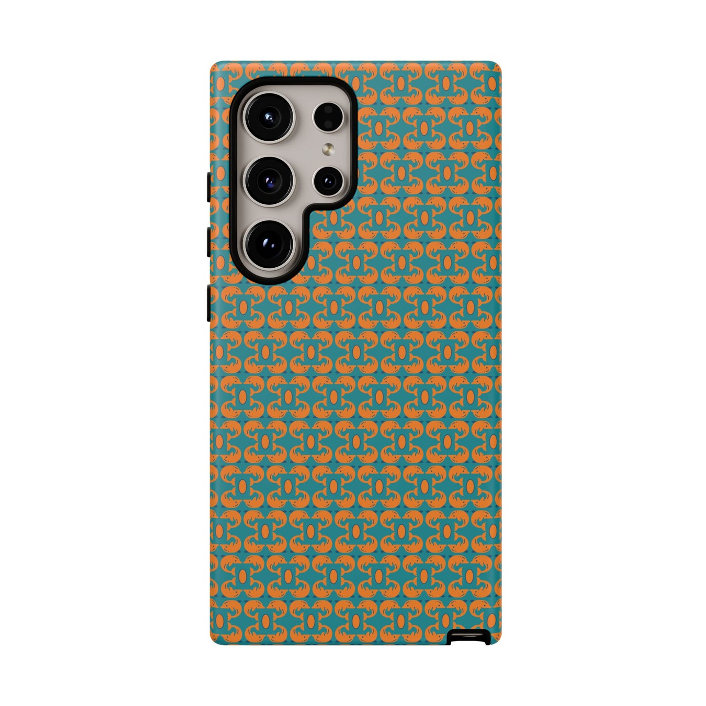 Playful dolphins - Orange - Aqua 008E97 - Tough Cases