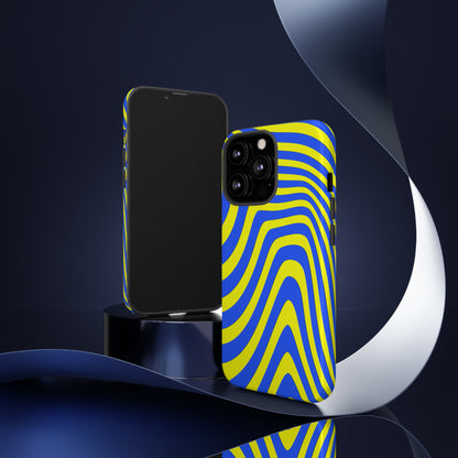 Retro wavy - yellow and blue - Tough Cases