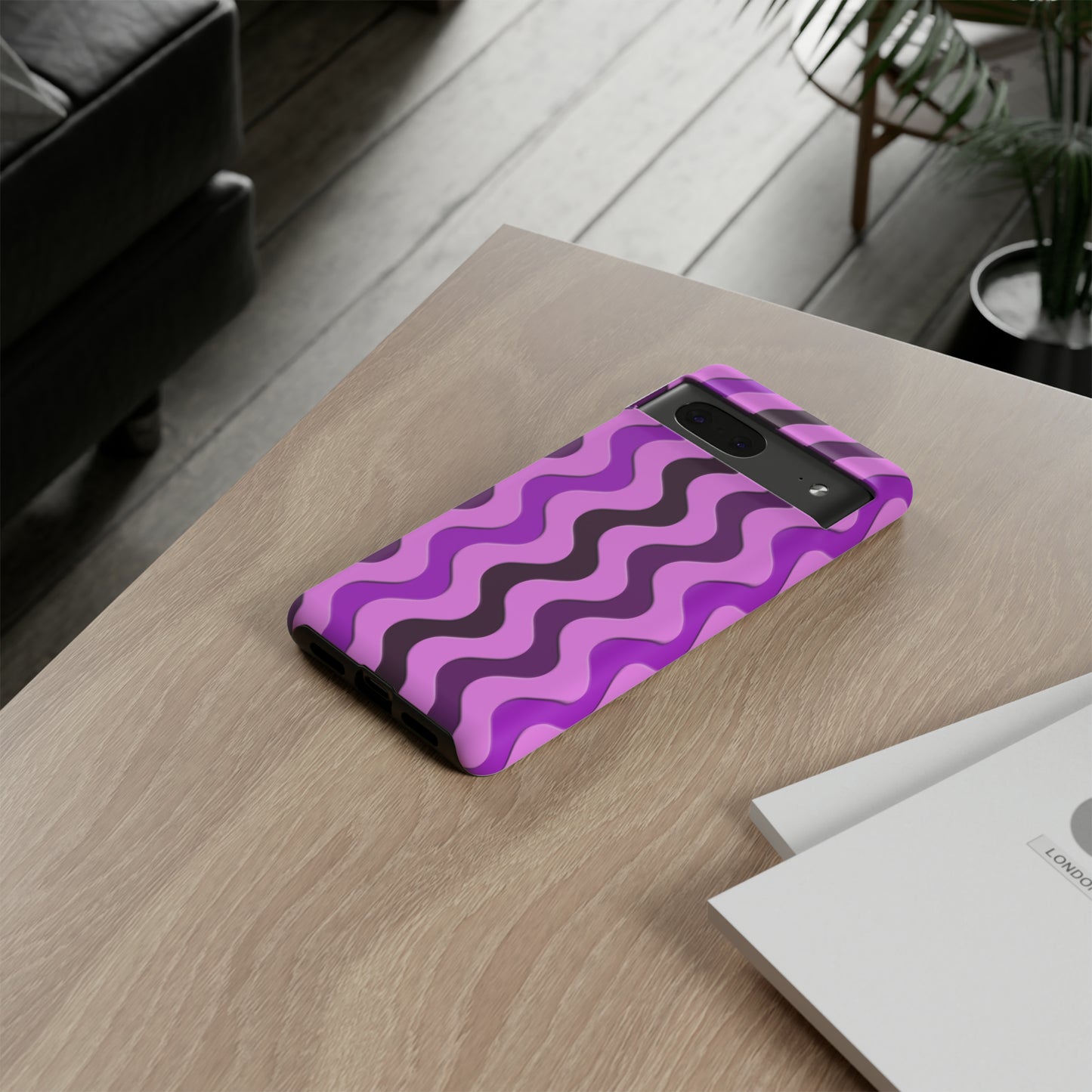 Vertical retro wavy purple and pink - Tough Cases