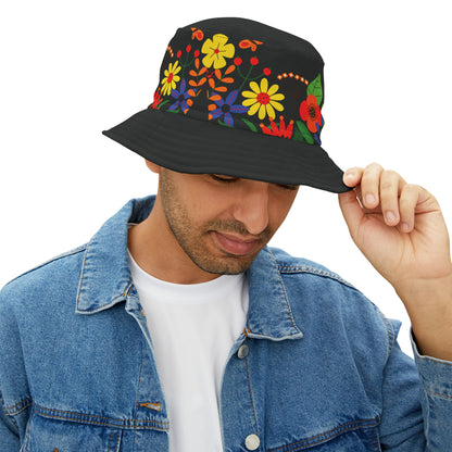 Bright Summer flowers - Black 000000 - Bucket Hat (AOP)