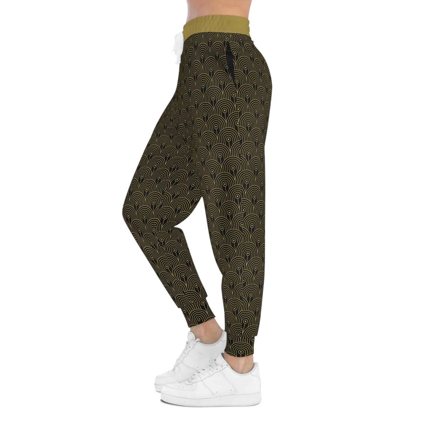 Art Deco 10 - Black 000000 Gold b29b4d - Athletic Joggers (AOP)