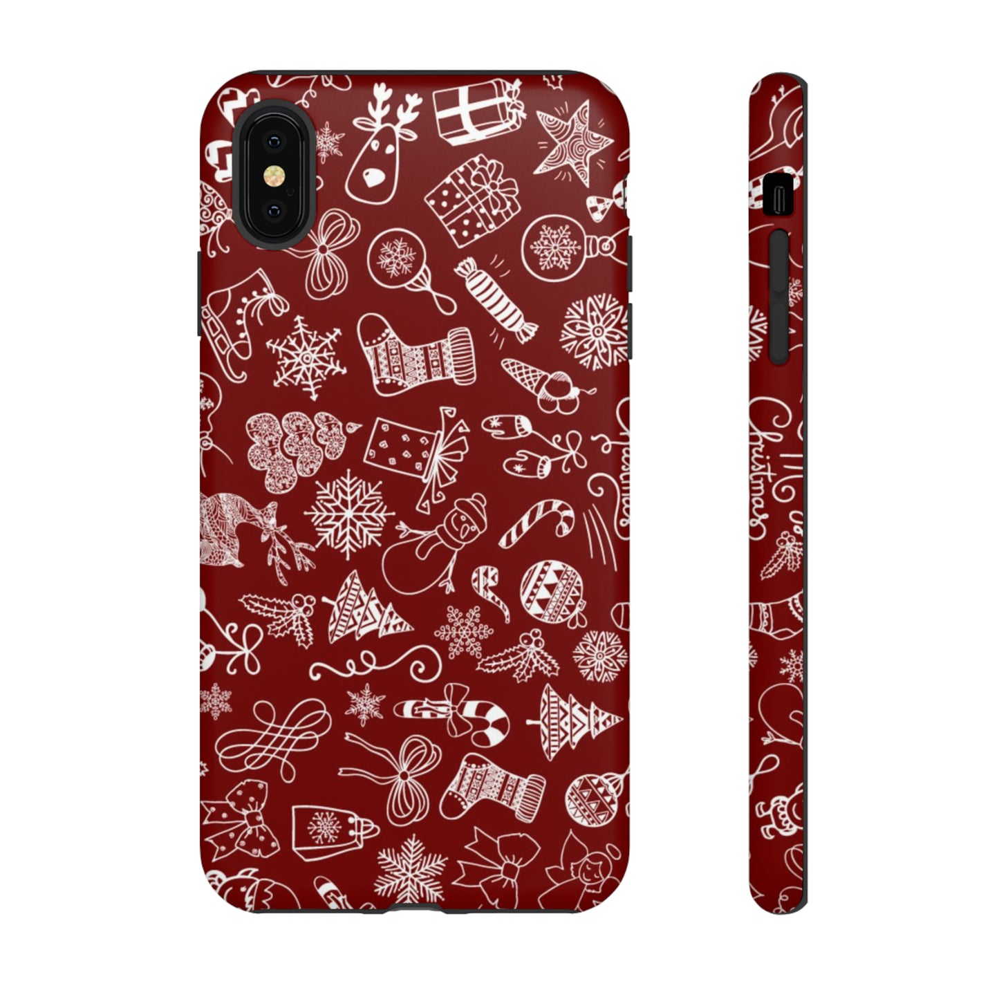 Christmas doodles on red - Tough Cases