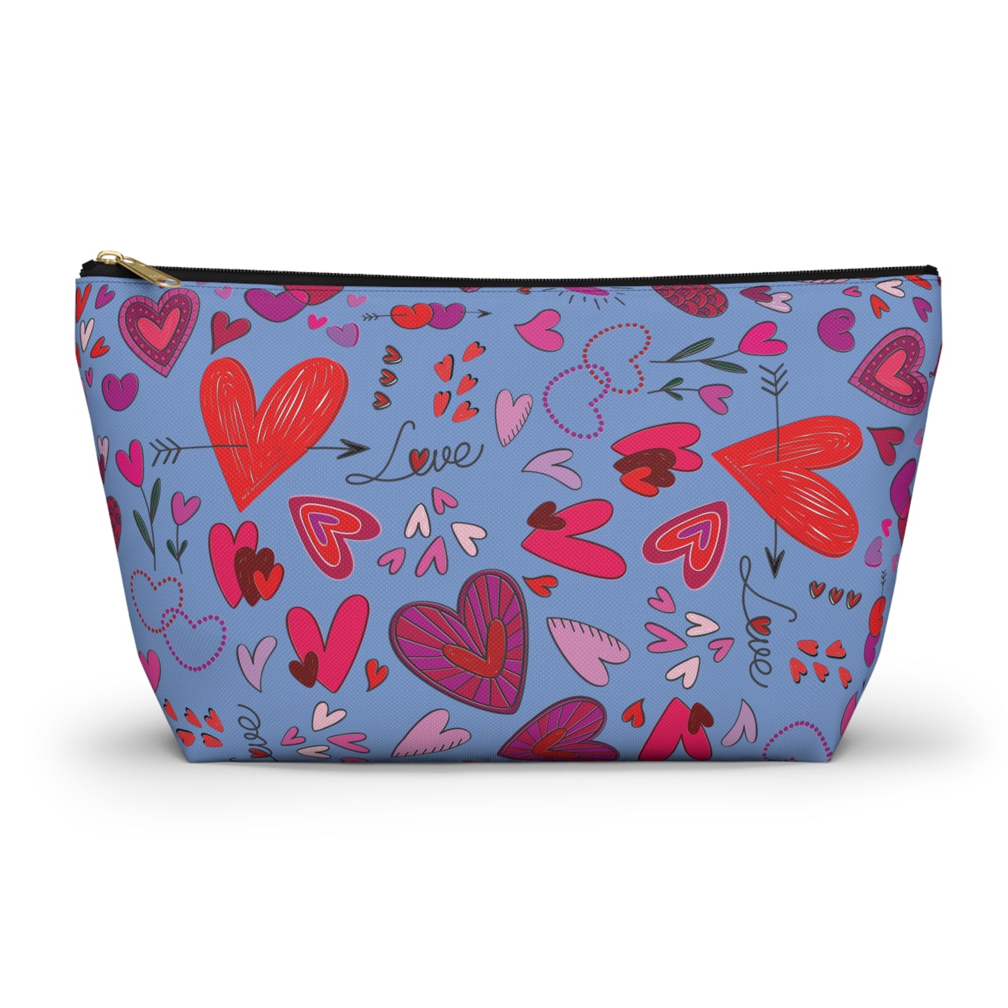 Heart Doodles - Fennel Flower 74a6ff - Accessory Pouch w T-bottom