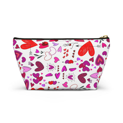 Heart Doodles - White ffffff - Accessory Pouch w T-bottom