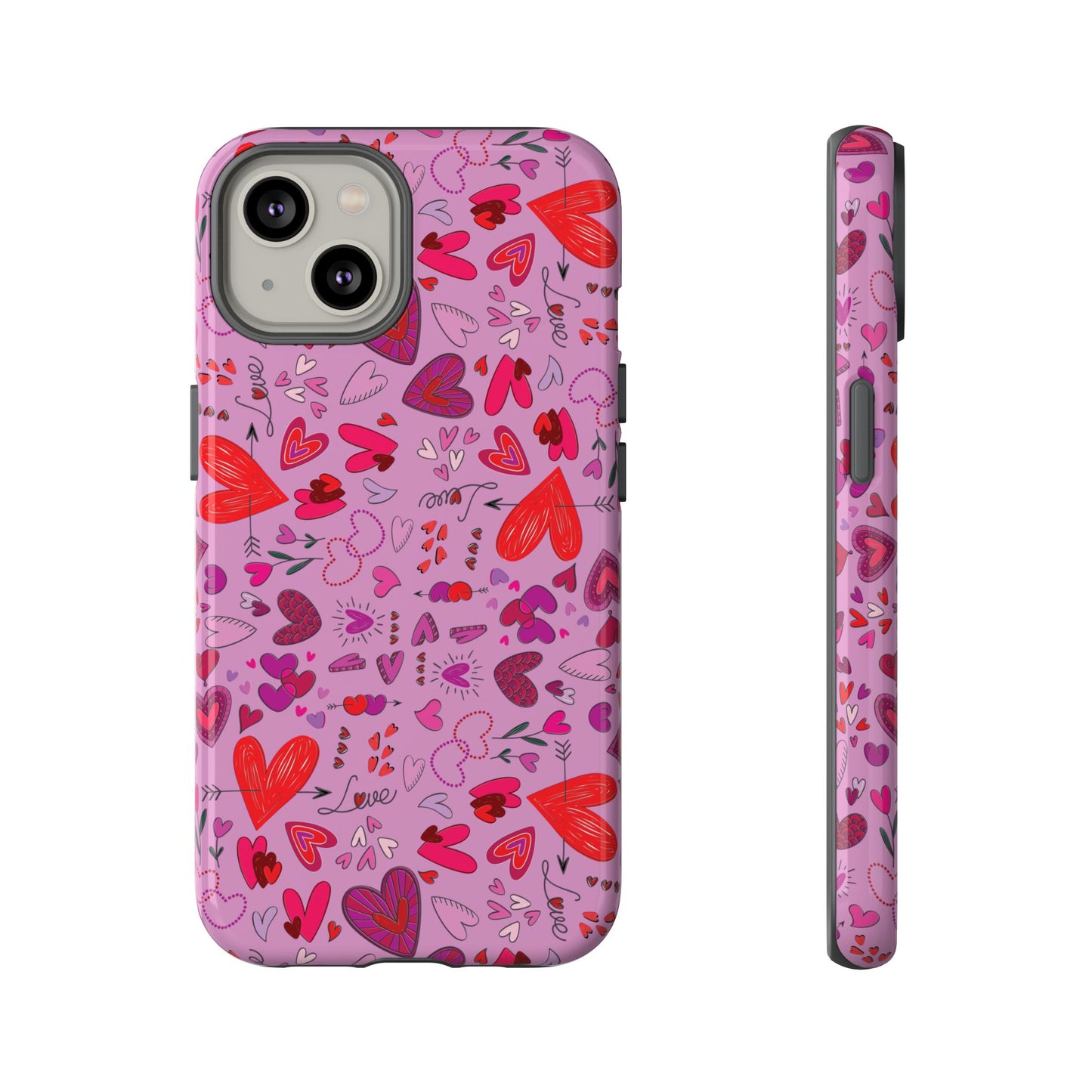 Heart Doodles - Fuschia Pink ff8eff - Tough Cases