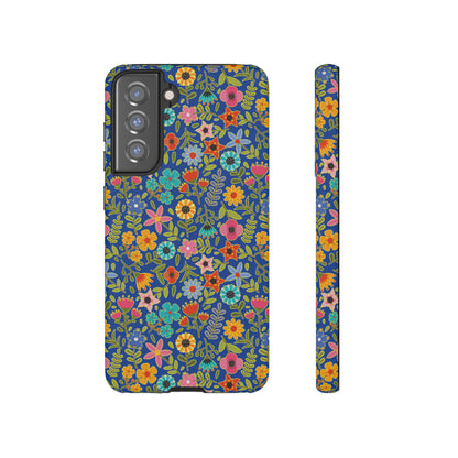 Playful Spring flowers - blue - Tough Cases