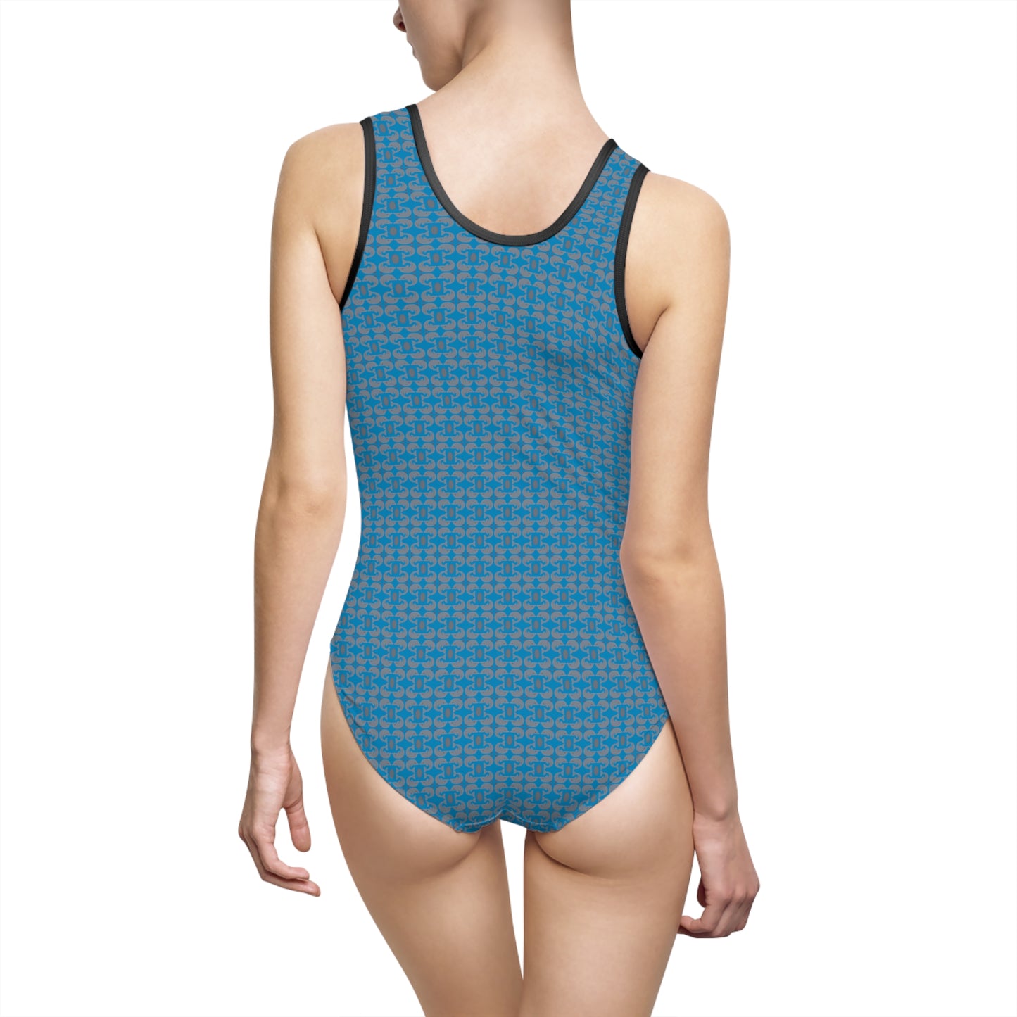 Playful Dolphins - Blue 00b3ff - Women's Classic One-Piece Swimsuit