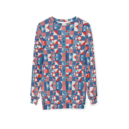 Red White and Blue Bold Pattern - Oil Paint Texture - Unisex Sweatshirt (AOP)