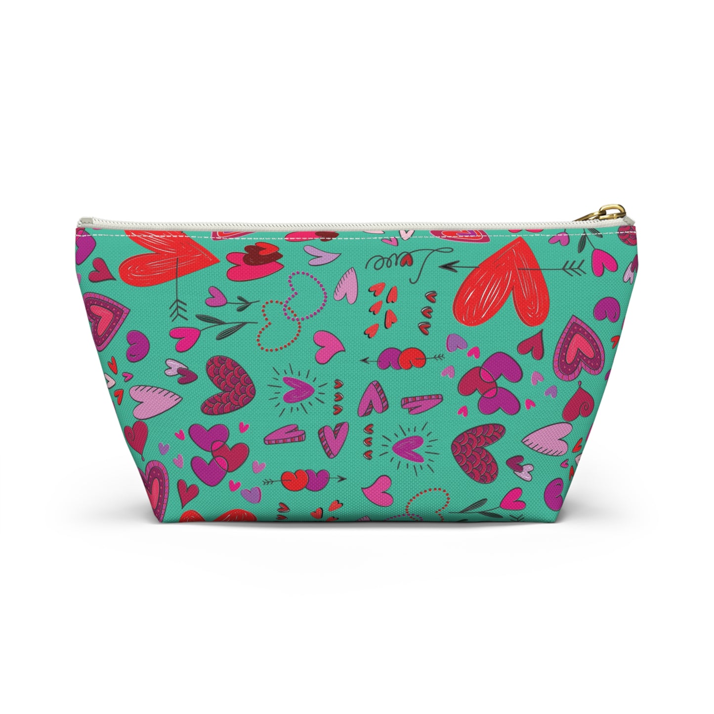 Heart doodles - Turquoise 12d3ad - Accessory Pouch w T-bottom