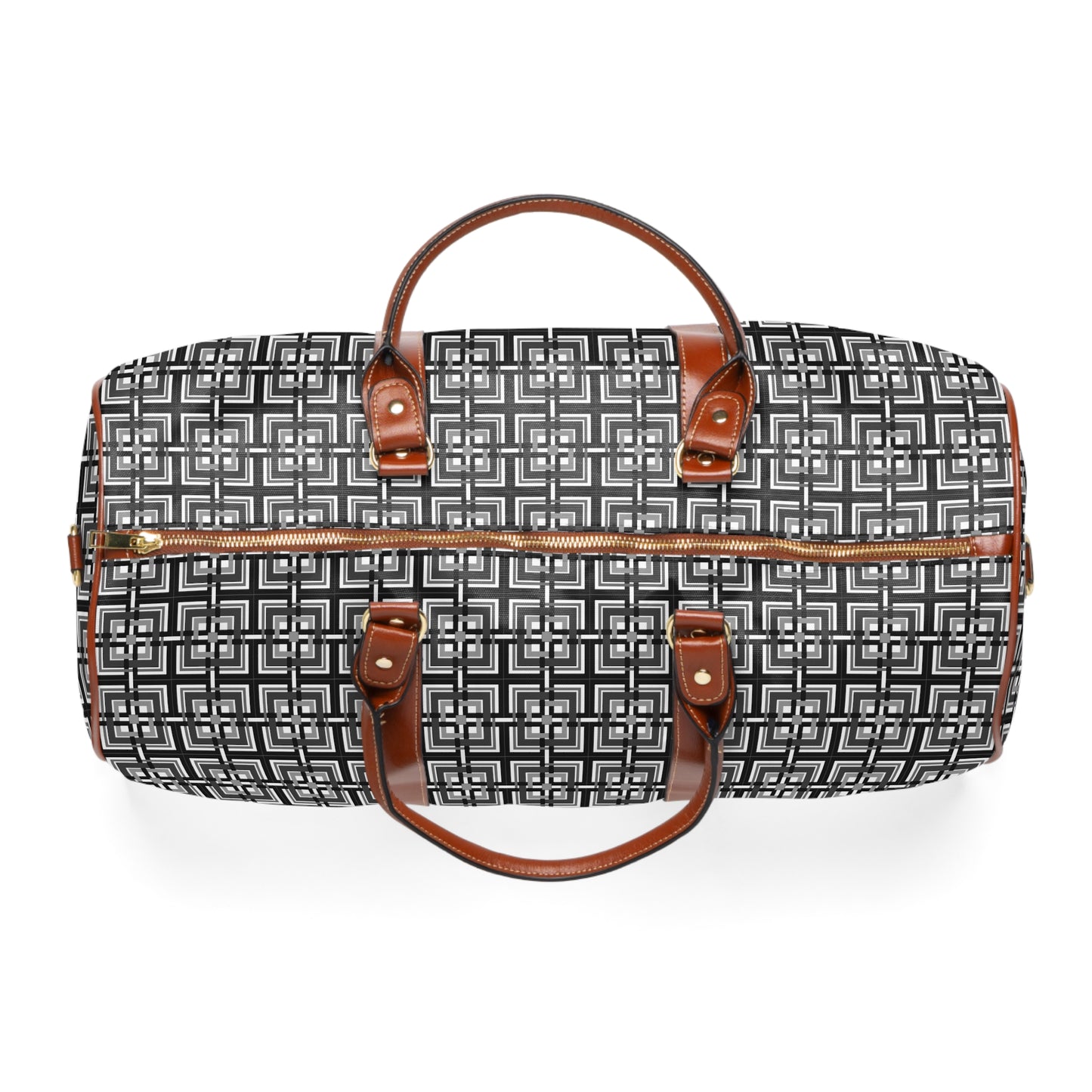 Intersecting Squares - Gray - White ffffff - Waterproof Travel Bag