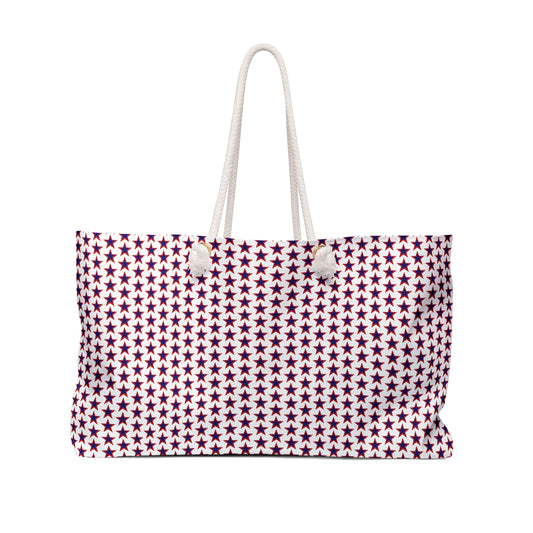 Red White and Blue Stars - White - Weekender Bag